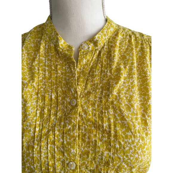 LUCKY BRAND Yellow Floral Short Sleeve Blouse Size XS - Picture 5 of 7